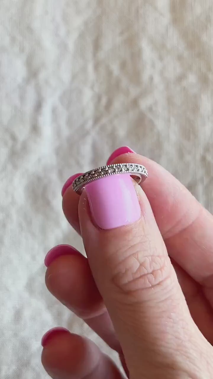 Vintage Diamond Wedding Band in 14k White Gold