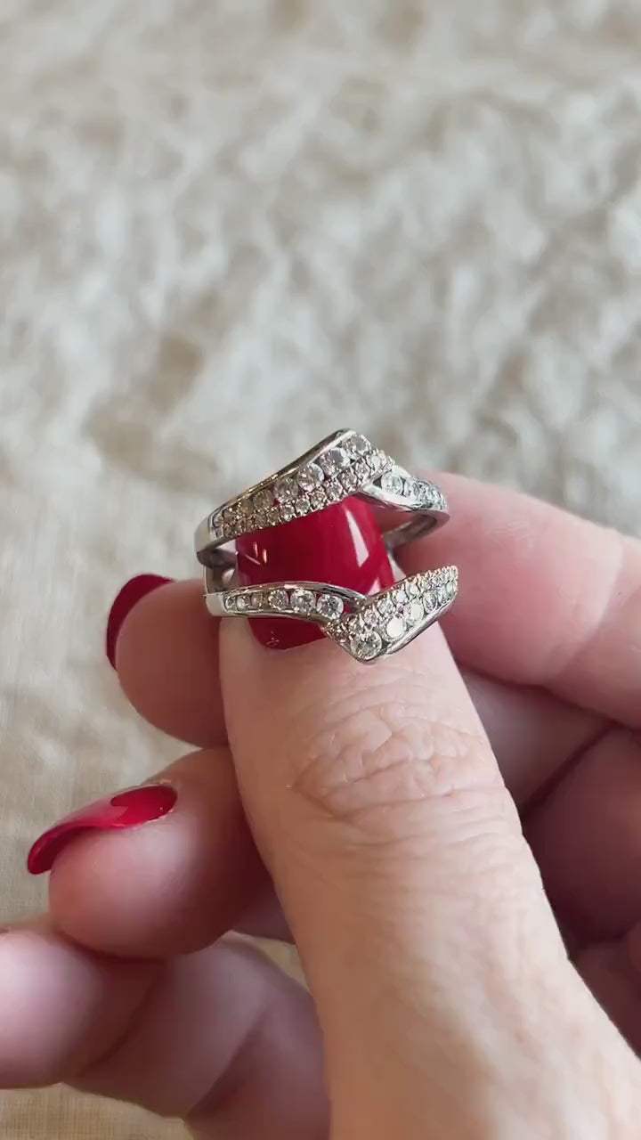 Vintage Diamond Ring Guard in 14k White and Rose Gold