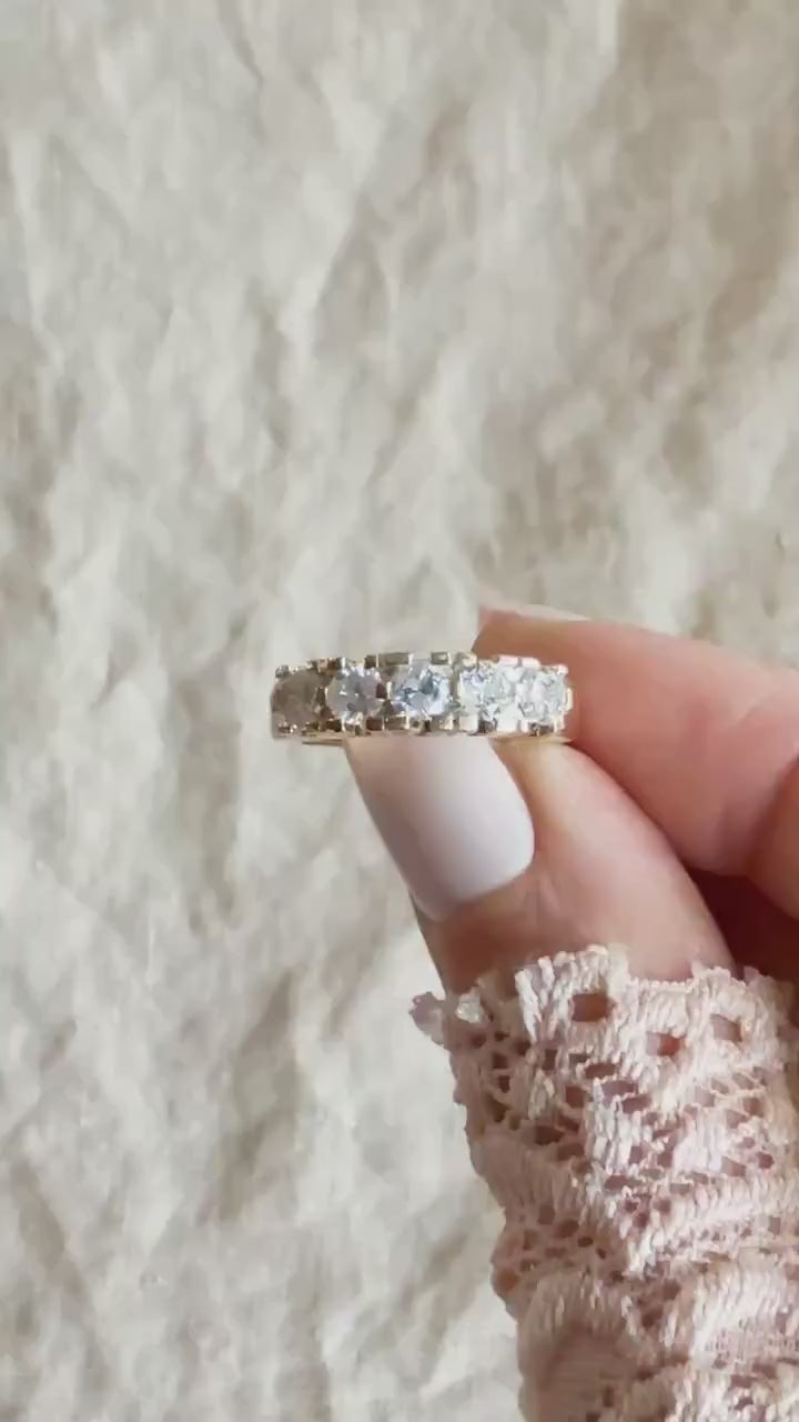 Vintage Diamond Prong Set Wedding Band in 14k Gold