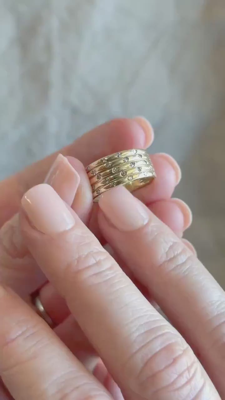 Vintage Diamond Statement Band in 14k Gold