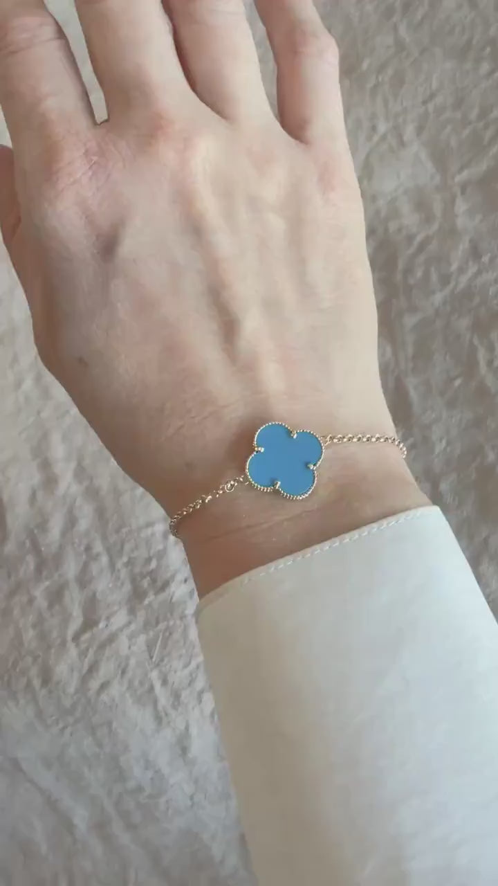 Vintage Turquoise Clover Bracelet in 14k Gold