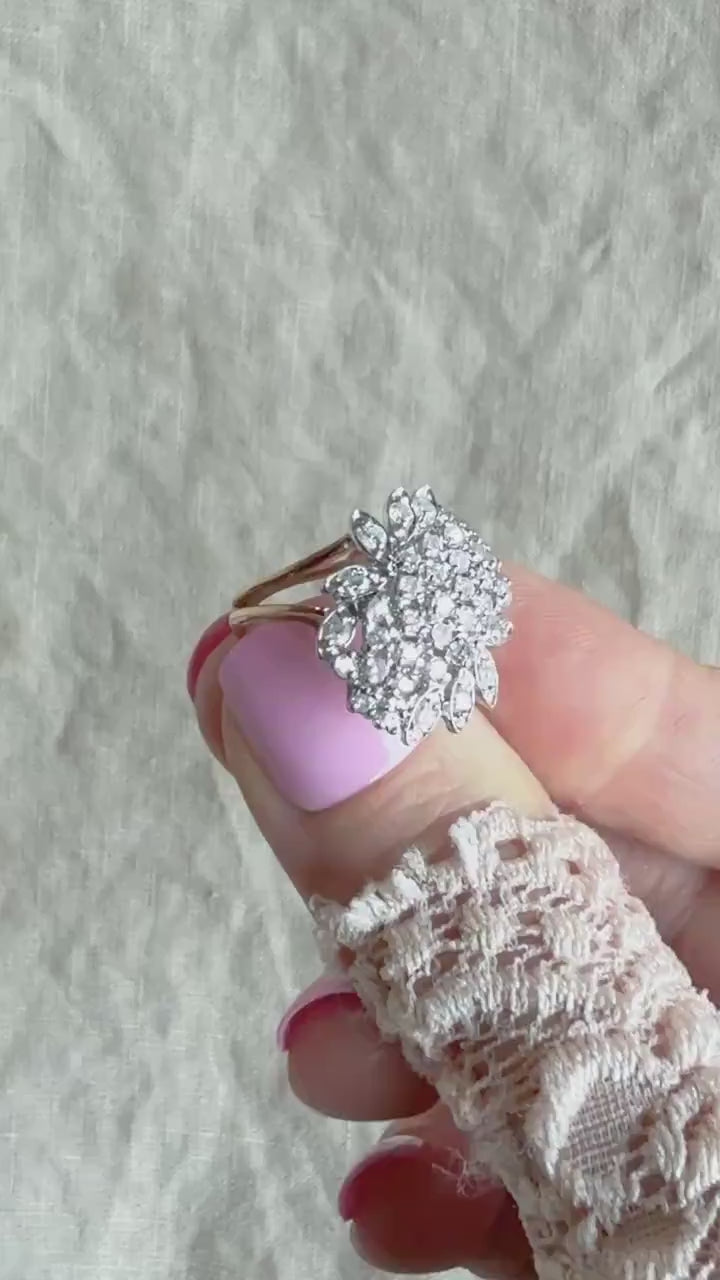 Vintage Diamond Cluster Ring in 14k Gold
