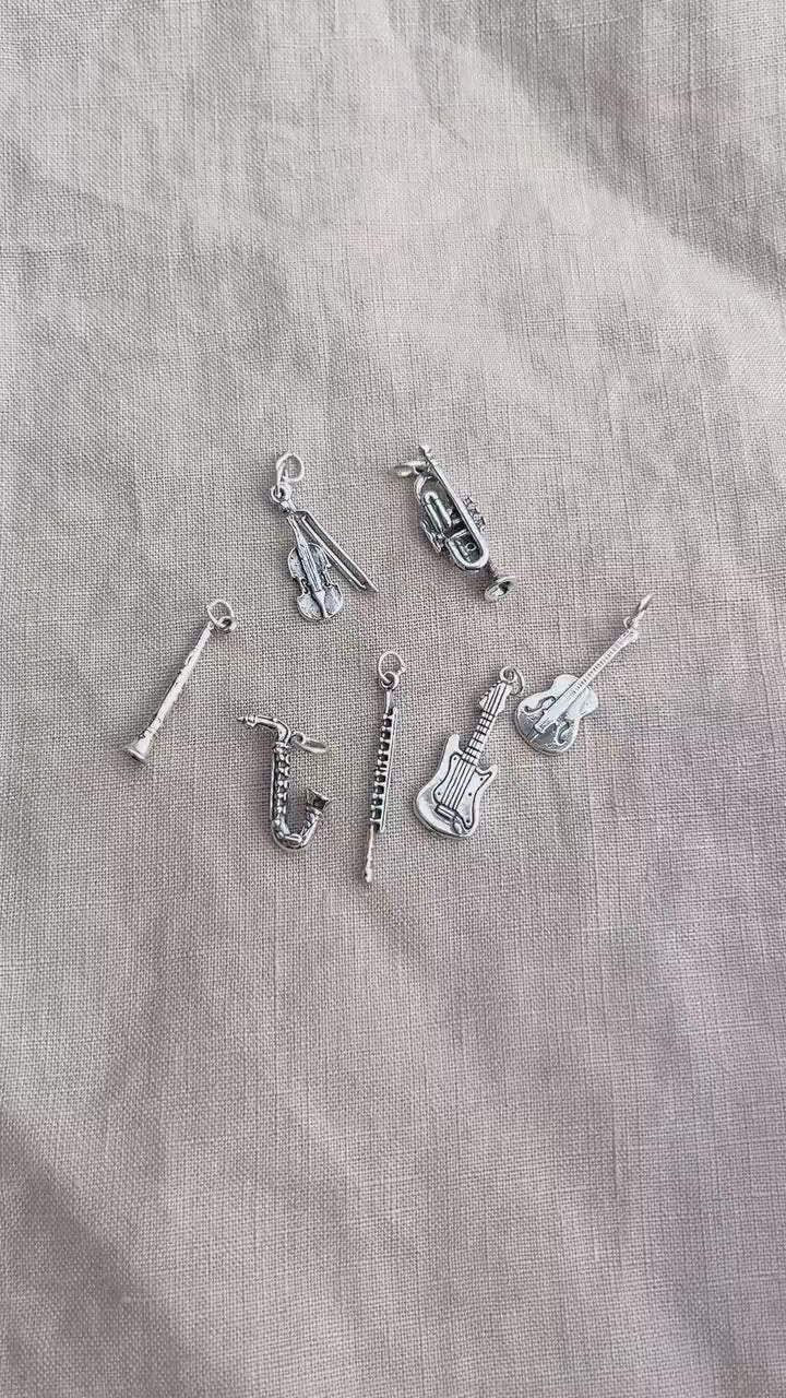 Clarinet Charm Pendant in Solid Sterling Silver