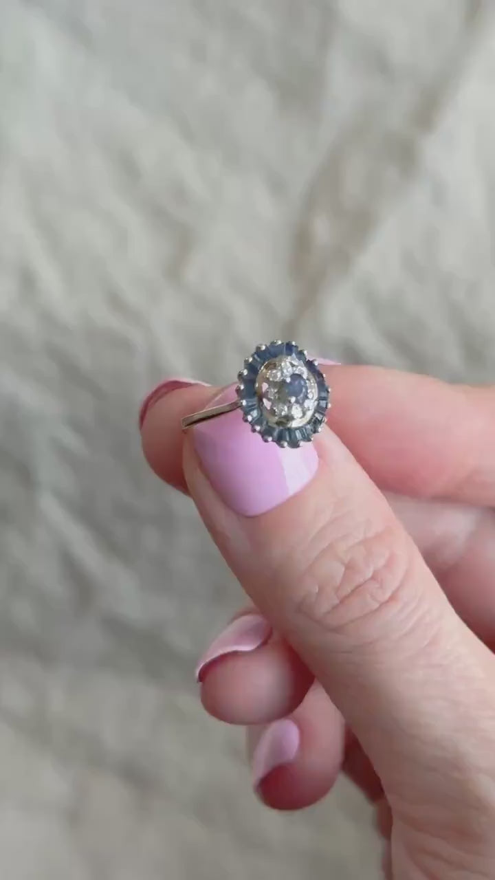 Vintage Sapphire and Diamond Ring in 10k Gold
