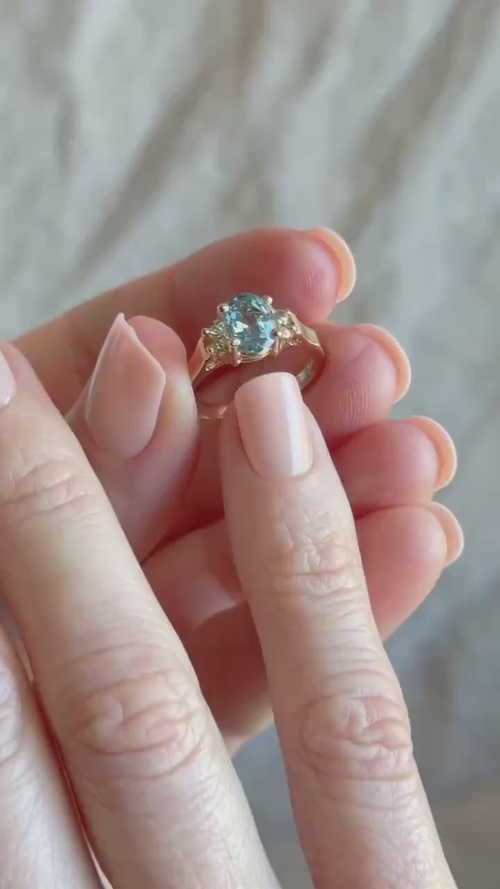 Vintage Blue Topaz Gemstone Ring in 14k Gold