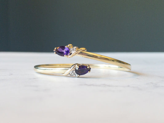 Vintage Amethyst Gemstone Bracelet in 14k Gold, Vintage Jewelry from the 1980s - Timeless, Sustainable, @JewelryOnRepeat