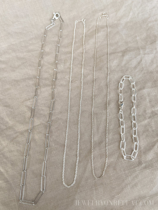 Sterling Silver Chain, Cable, Paperclip, Rope Twist, Charm Bracelet - Timeless, Sustainable, @JewelryOnRepeat