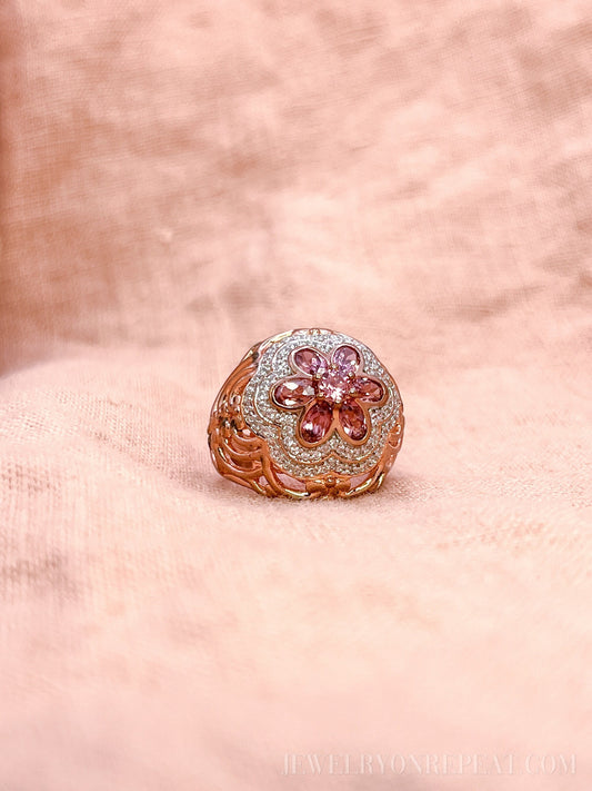 Vintage Tourmaline Gemstone Ring in Rose Gold Plated Sterling Silver, Retro Jewelry from the 1990s - Timeless, Sustainable, @JewelryOnRepeat