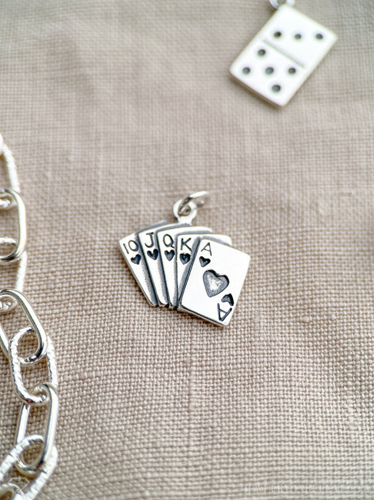 Playing Cards Pendant in Solid Sterling Silver, Royal Flush Game Themed Fine Jewelry Charms - Timeless, Sustainable, @JewelryOnRepeat