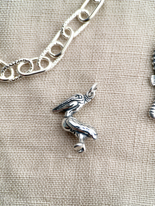 Pelican Pendant in Solid Sterling Silver, Mermaid Themed Fine Jewelry Charms - Timeless, Sustainable, @JewelryOnRepeat