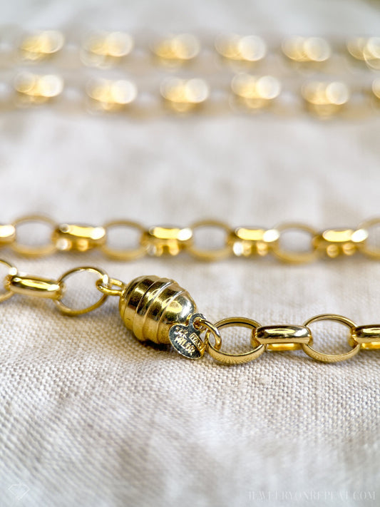 Vintage Cable Chain in 14k Gold with Magnetic Clasp - Timeless, Sustainable, @JewelryOnRepeat