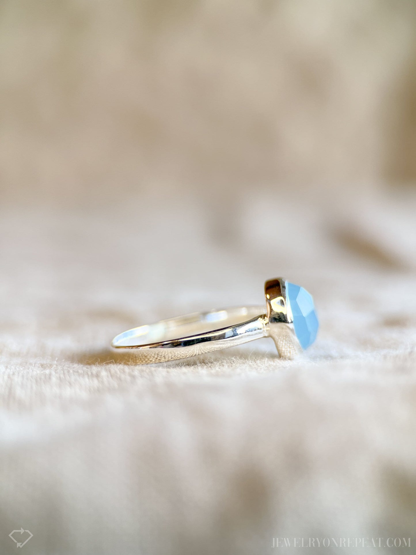 Blue Chalcedony Gemstone Ring in Sterling Silver