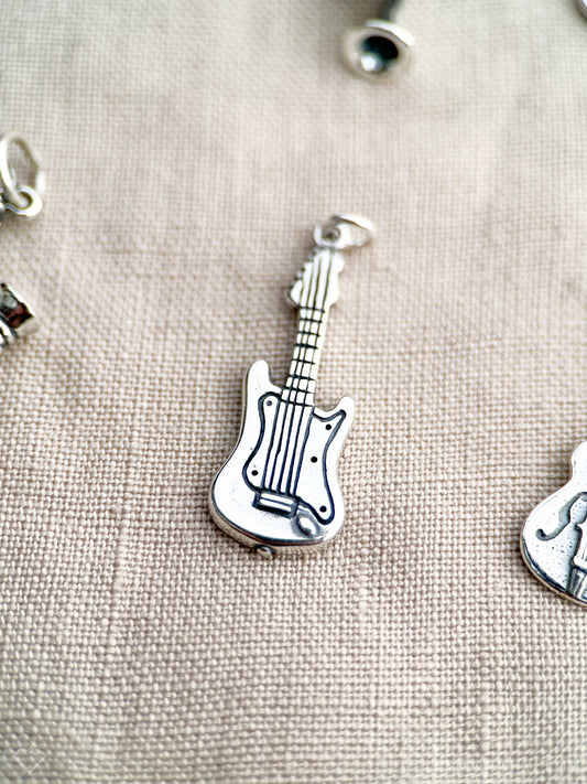 Electric Guitar Pendant in Solid Sterling Silver, Musical Instrument Themed Fine Jewelry Charms - Timeless, Sustainable, @JewelryOnRepeat