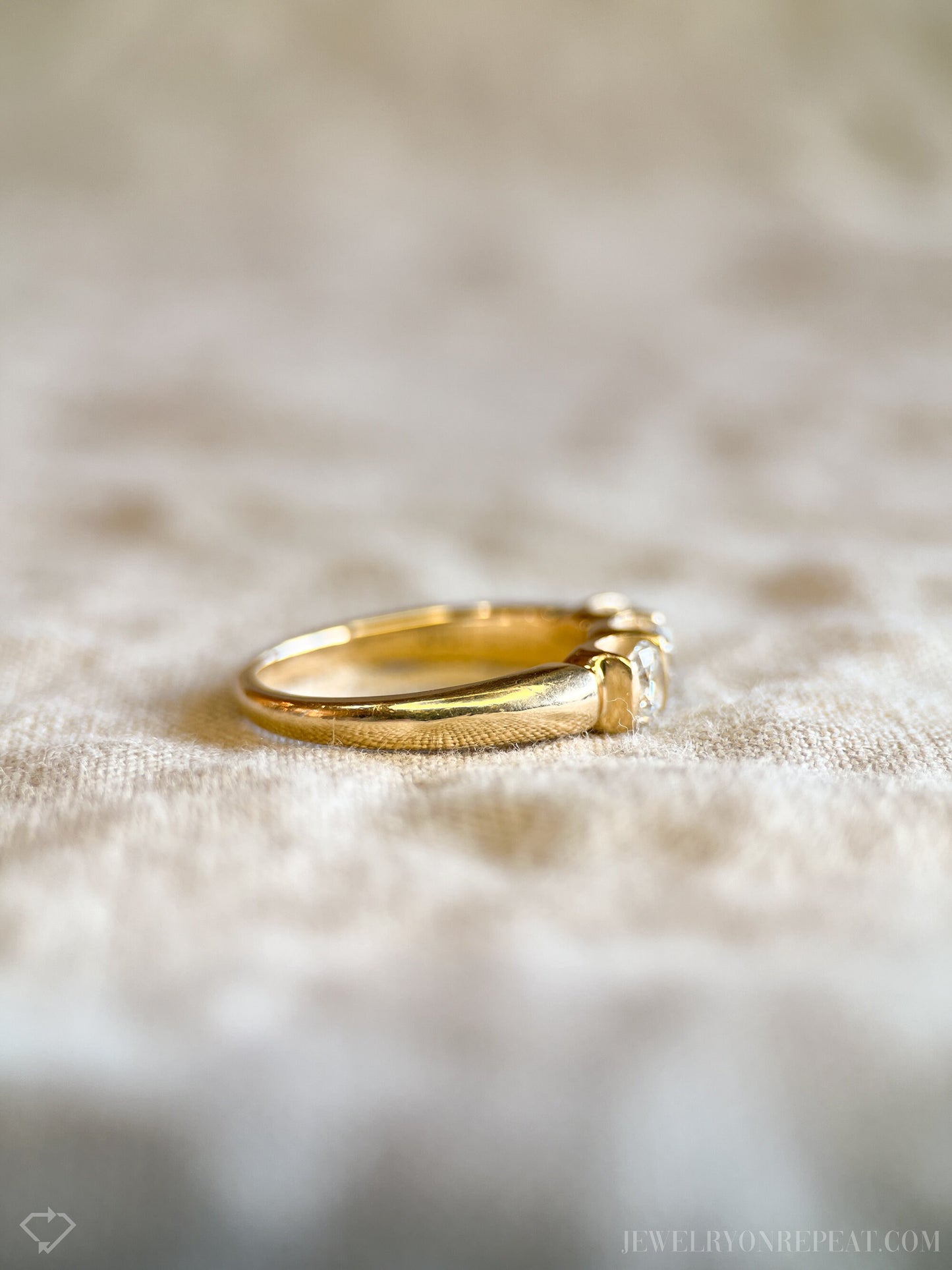Vintage Diamond Three Stone Engagement Ring in 14k Yellow Gold