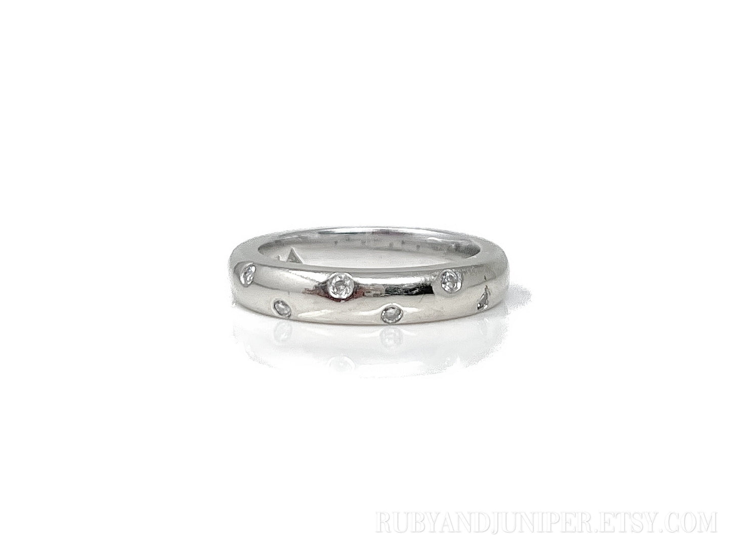 Vintage Diamond Band in 14k White Gold