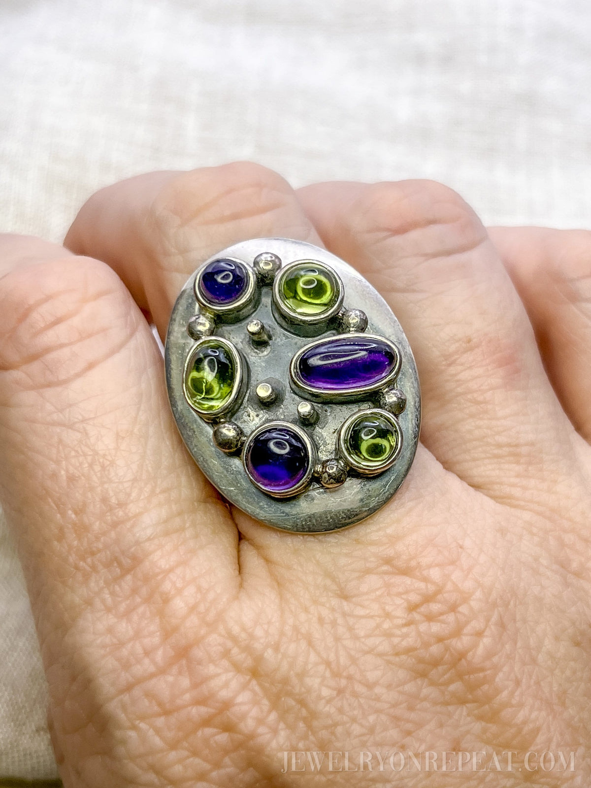 Vintage Amethyst Prasiolite Sterling Silver Cluster Ring, Jay King Jewelry