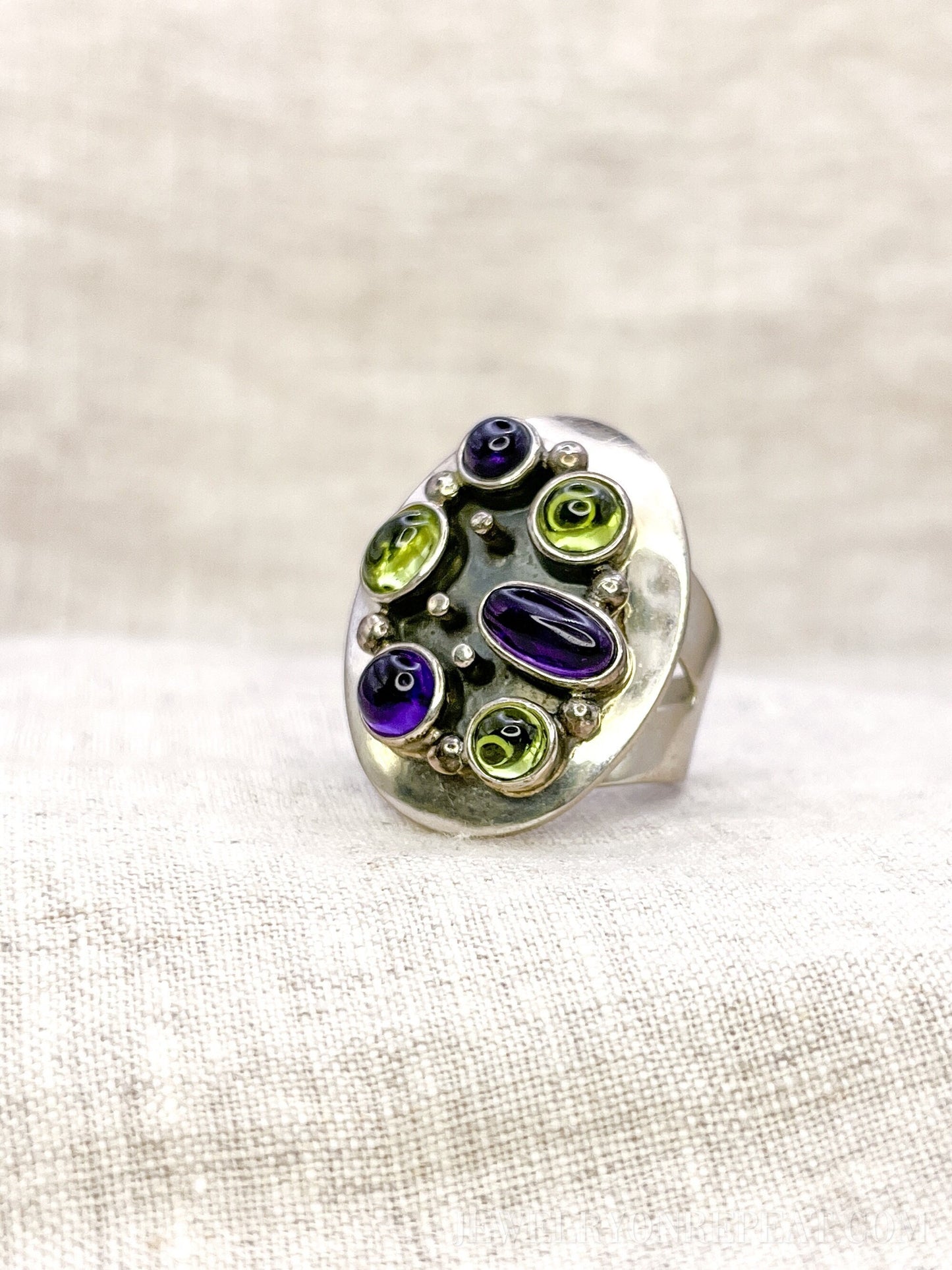 Vintage Amethyst Prasiolite Sterling Silver Cluster Ring, Jay King Jewelry