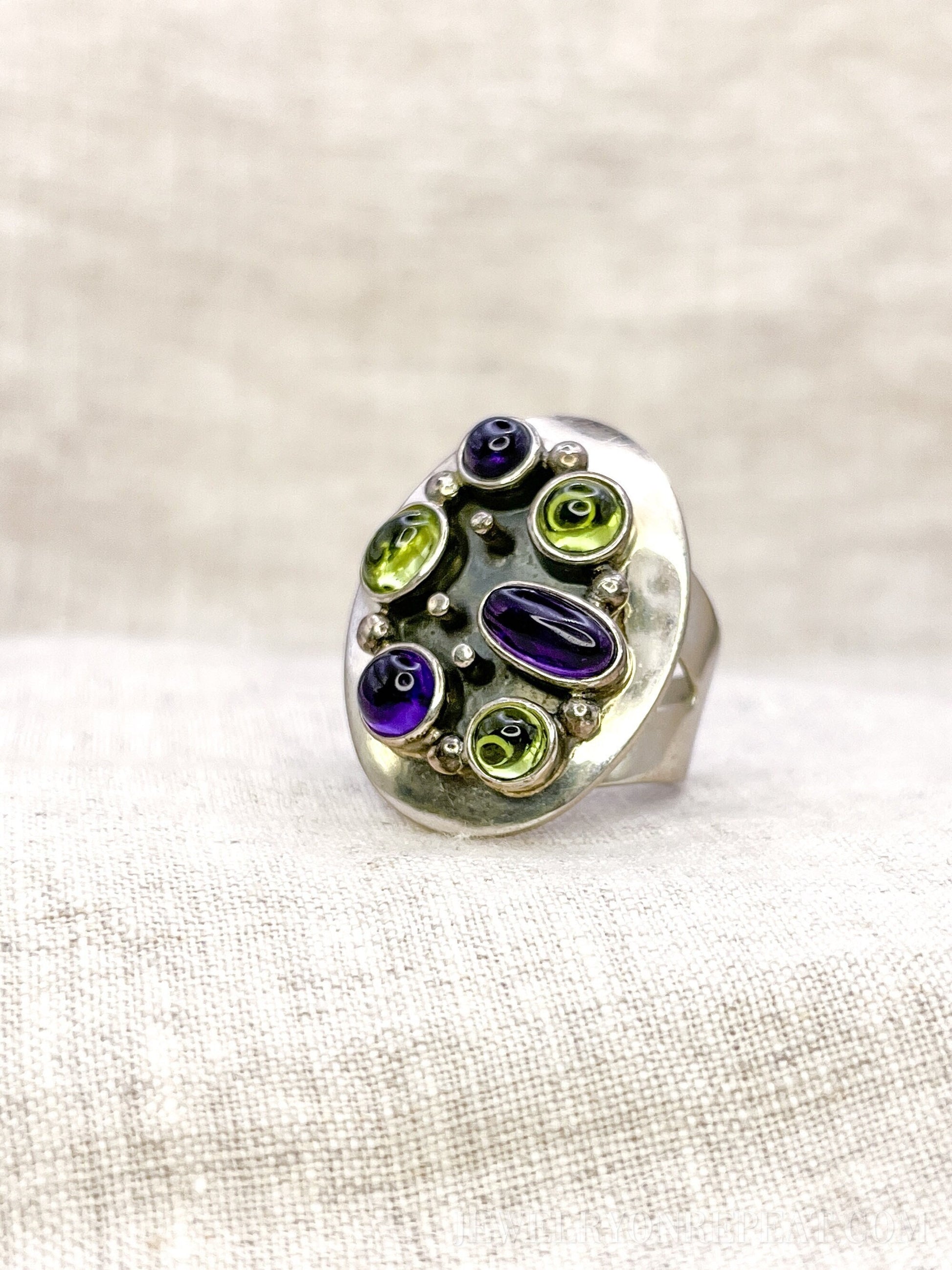 Vintage Amethyst Prasiolite Sterling Silver Cluster Ring, Jay King Jewelry