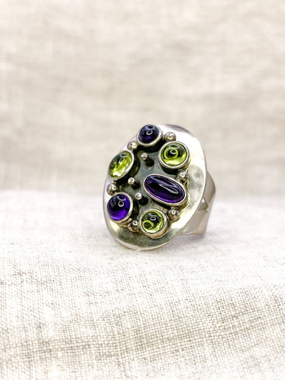 Vintage Amethyst Prasiolite Sterling Silver Cluster Ring, Jay King Jewelry