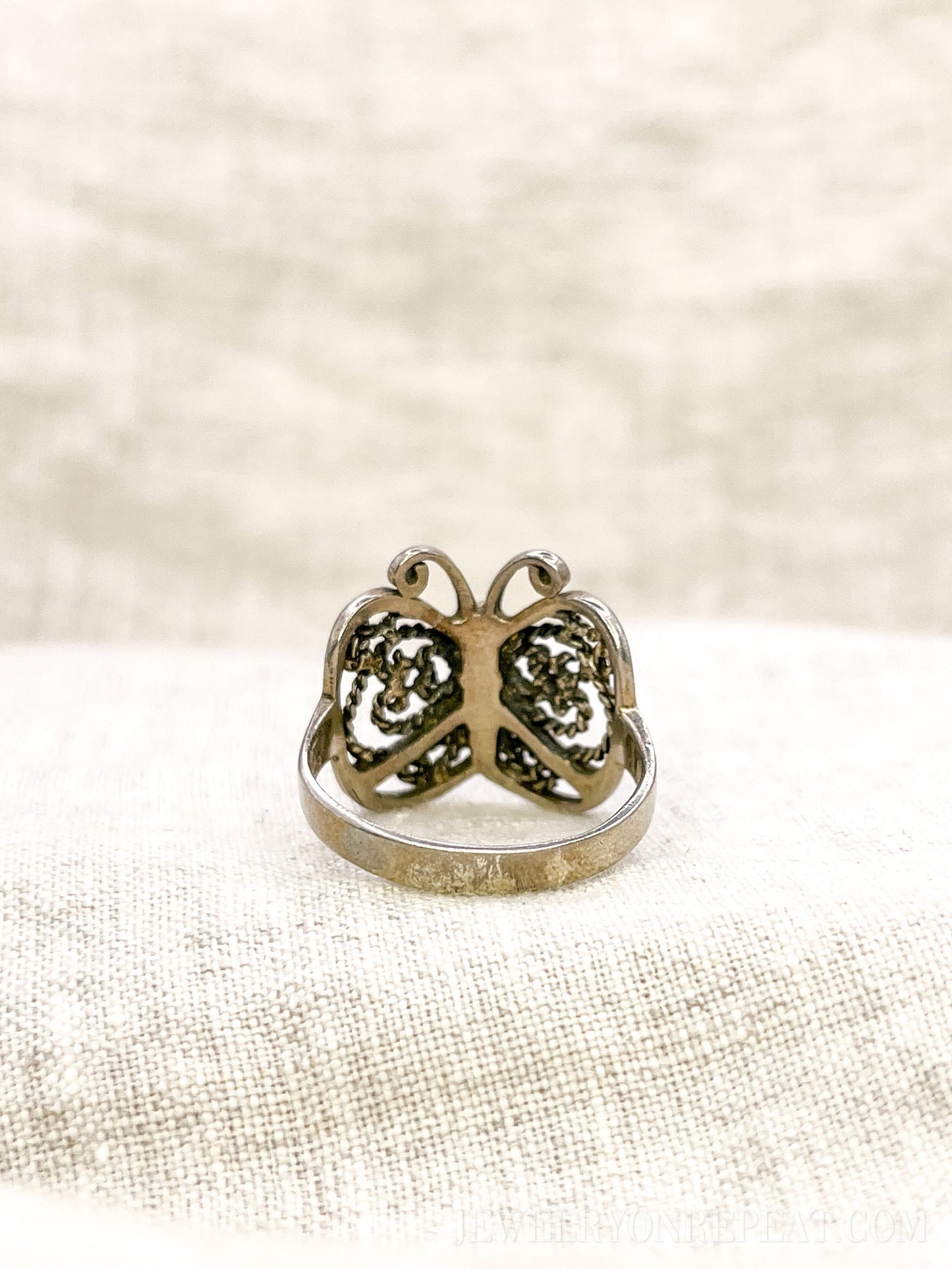 Vintage Filigree Butterfly Ring, Sterling Silver Statement Boho Jewelry