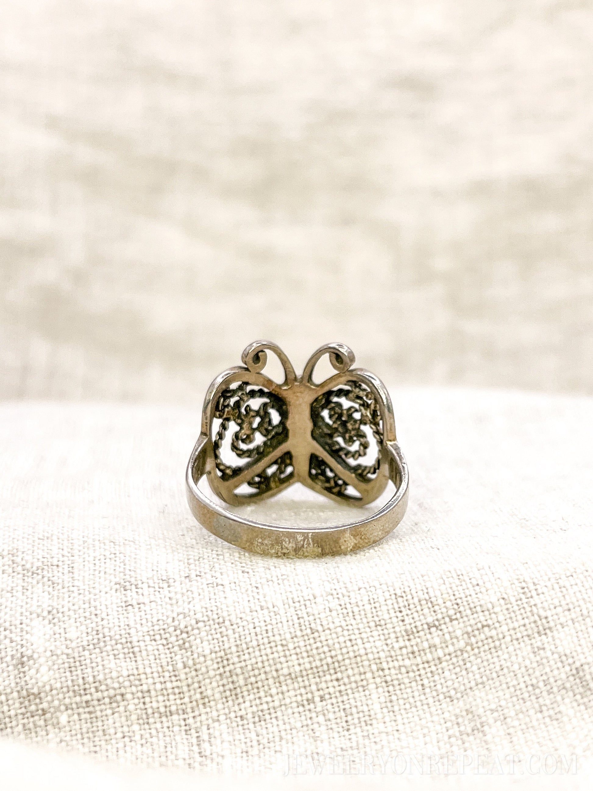 Vintage Filigree Butterfly Ring, Sterling Silver Statement Boho Jewelry