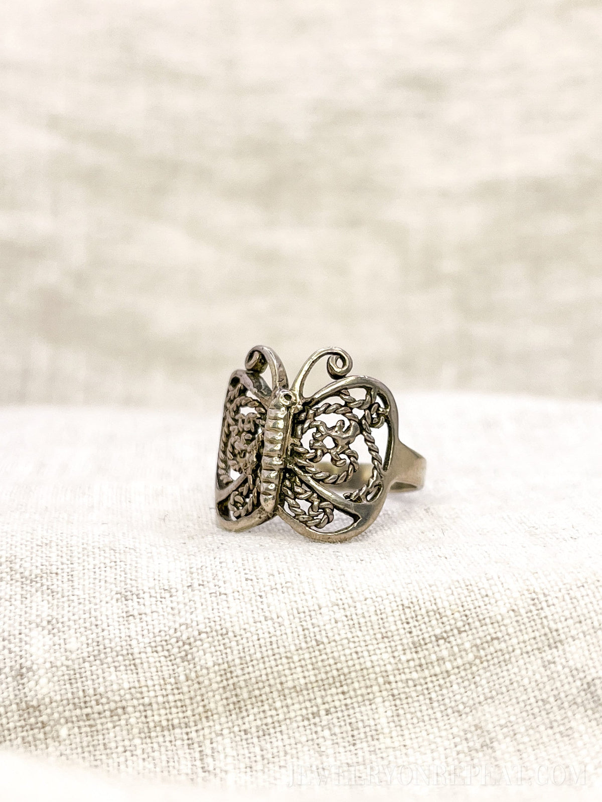 Vintage Filigree Butterfly Ring, Sterling Silver Statement Boho Jewelry