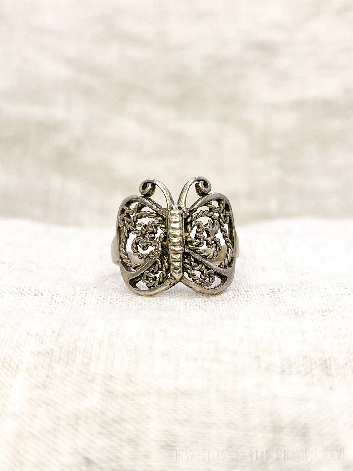 Vintage Filigree Butterfly Ring, Sterling Silver Statement Boho Jewelry