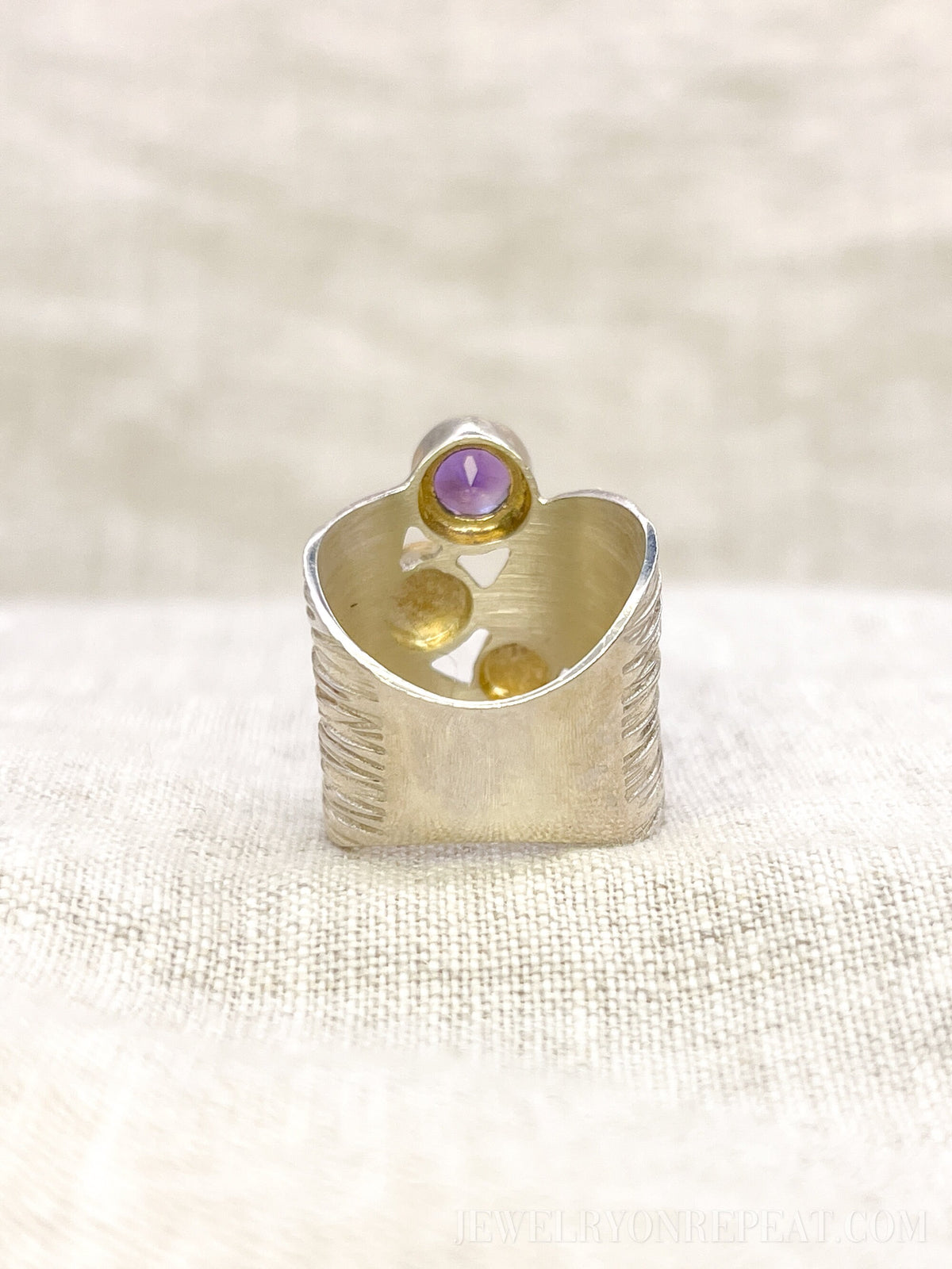 Vintage Multi-Gem Ring Sterling Silver, Modern Cluster Wide Band, Bold Everyday Ring