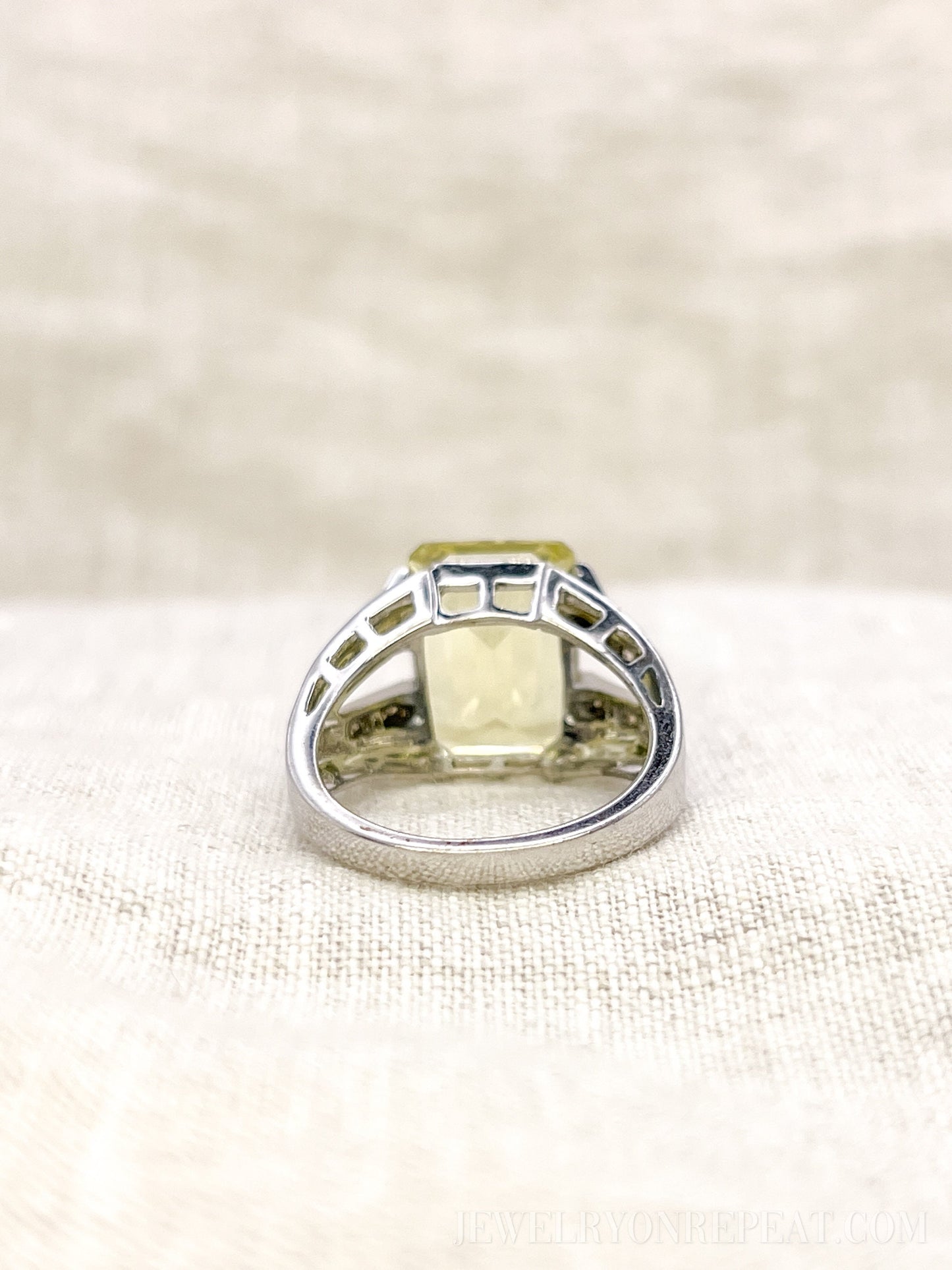 Vintage Sterling Silver Rectangle Citrine Cocktail Ring, Artisan Statement Jewelry