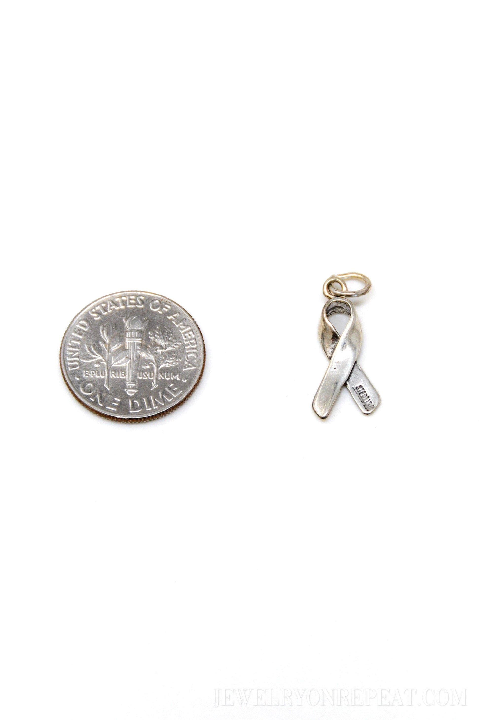 Awareness Ribbon Charm Pendant in Solid Sterling Silver