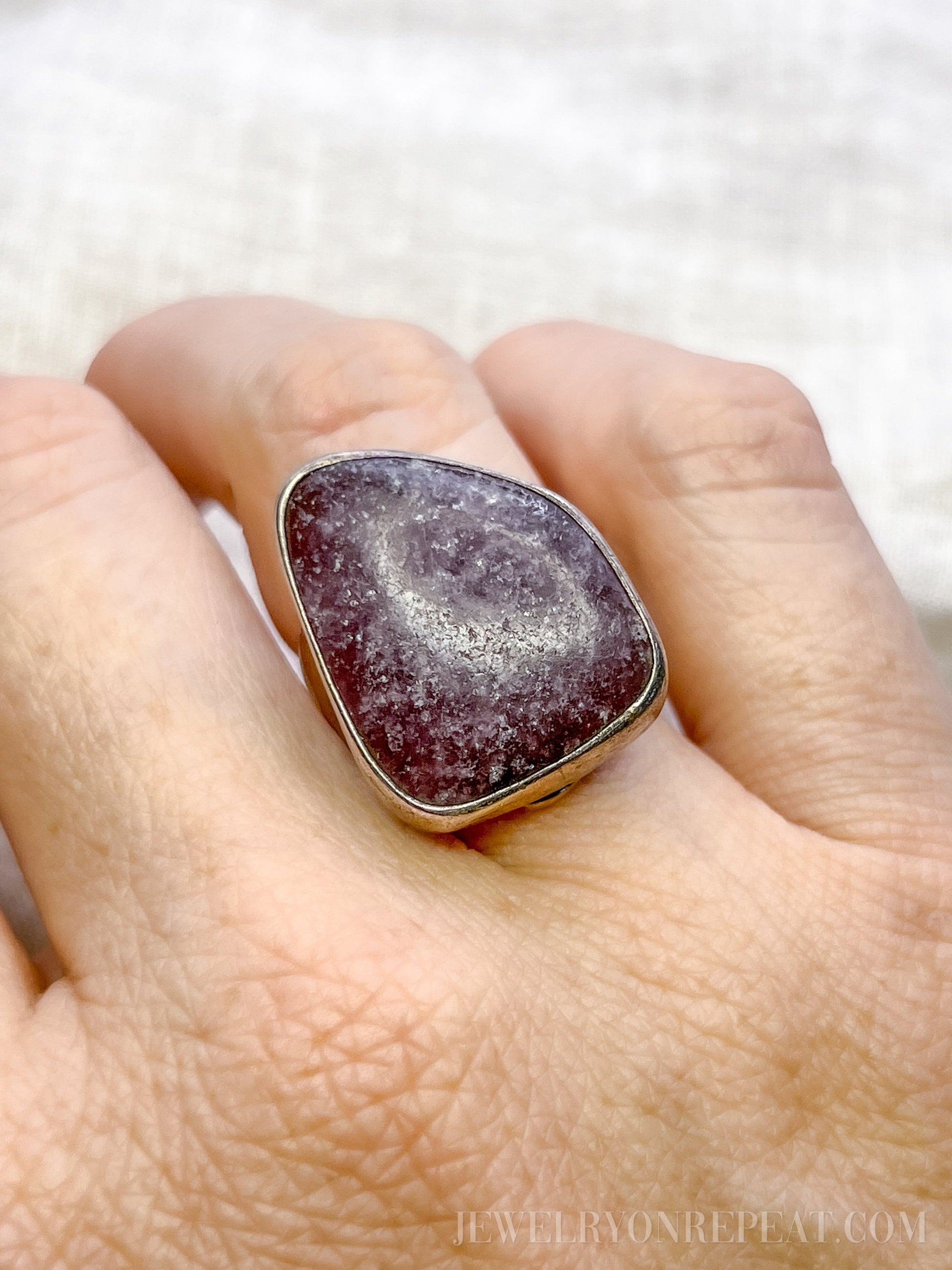 Vintage Sugilite Geometric Wrap Gemstone Ring in Sterling Silver