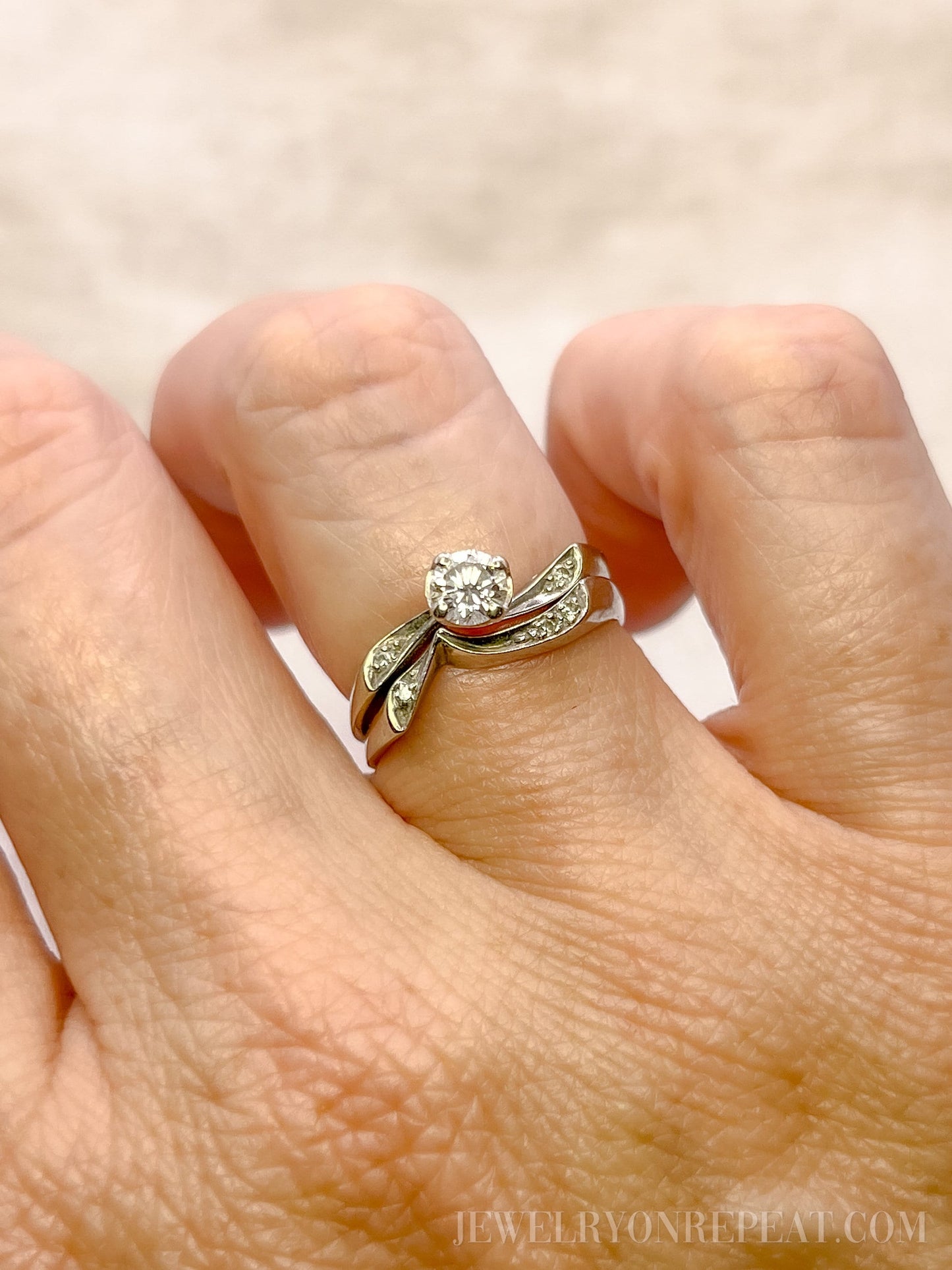 Vintage Diamond Bridal Set in 14k White Gold