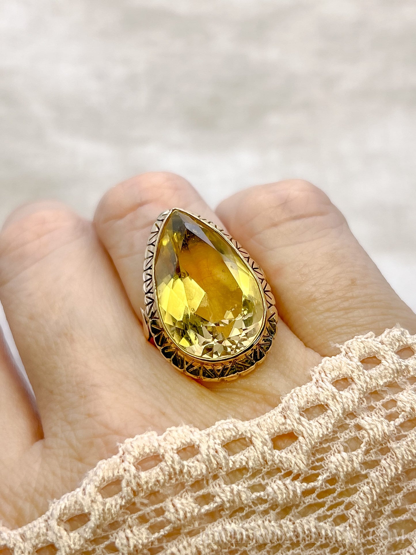 Vintage Smokey Quartz Gemstone Ring in 14k Gold