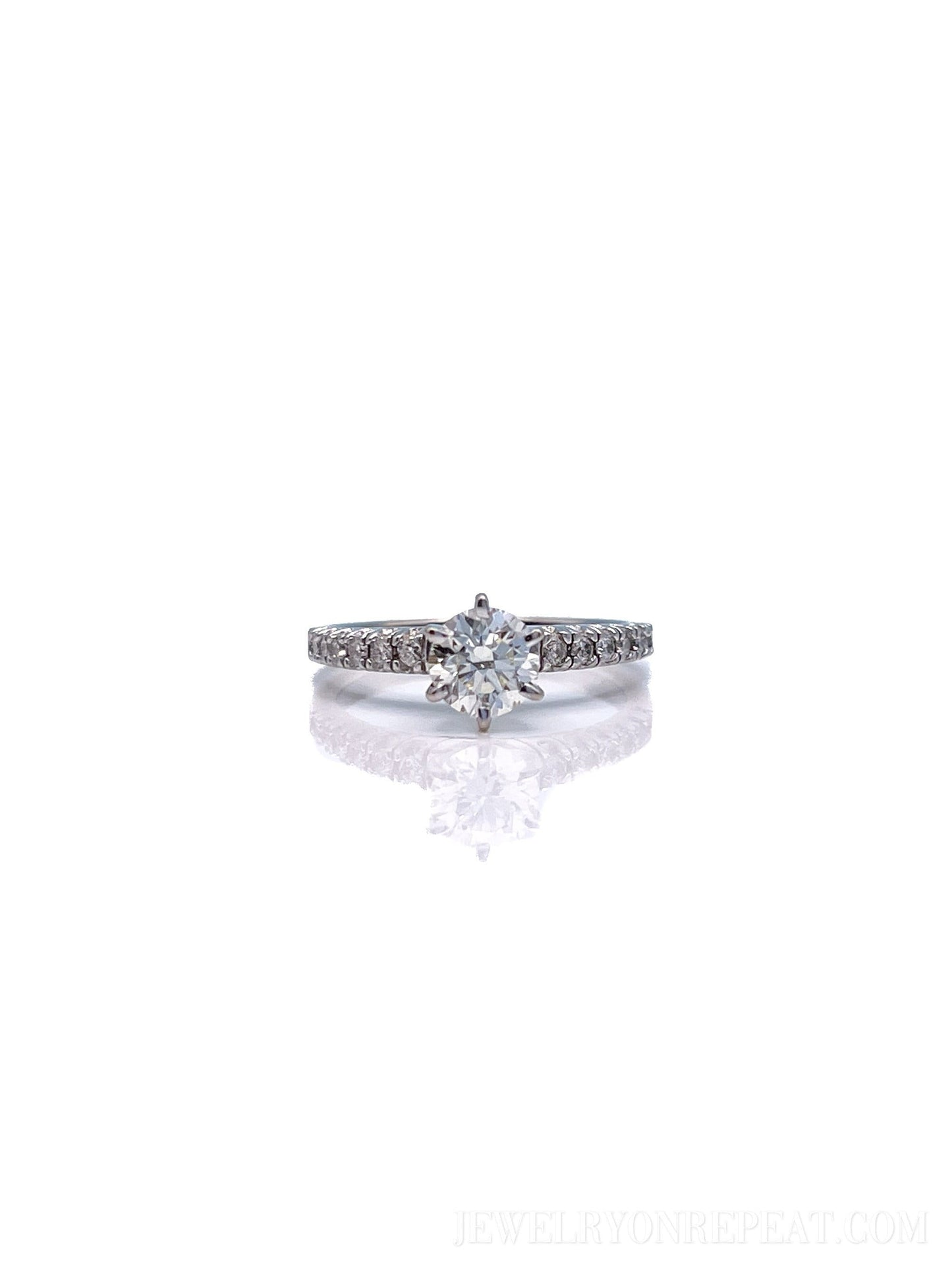 Vintage Diamond Engagement Ring, Round Cut, 10k White Gold, 2000s Prong Set Bridal Ring