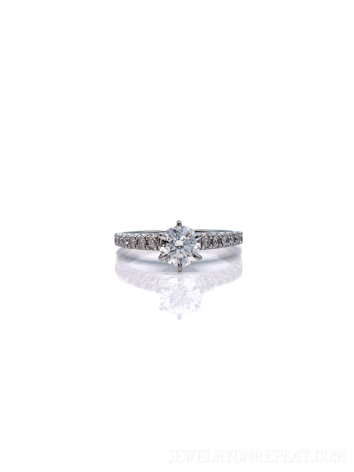 Vintage Diamond Engagement Ring, Round Cut, 10k White Gold, 2000s Prong Set Bridal Ring
