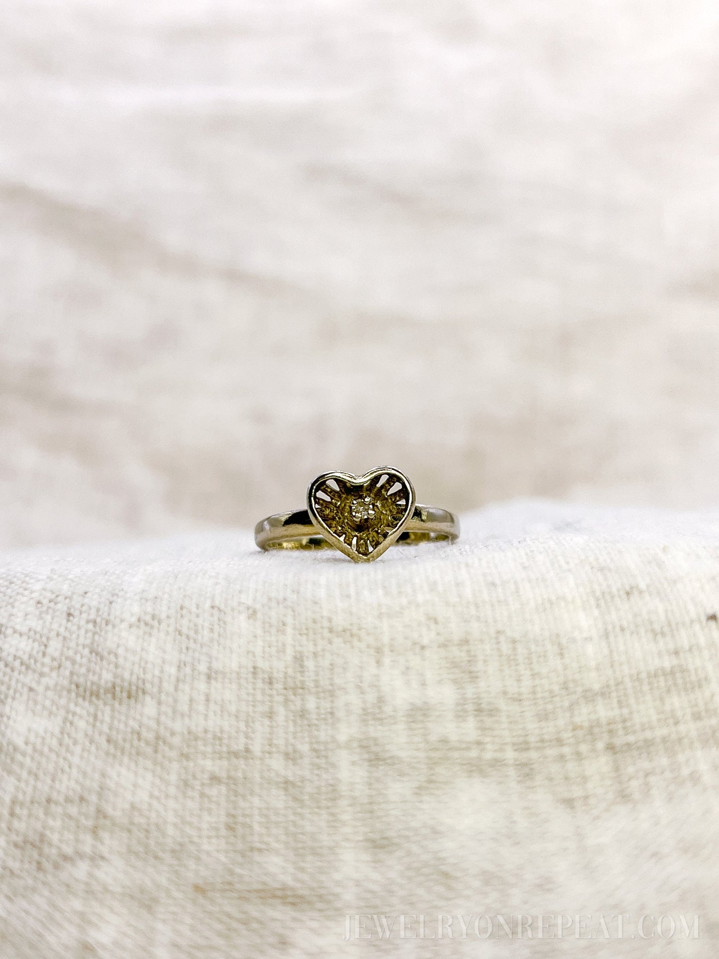 Vintage Heart Shaped Diamond Ring in 14k White Gold