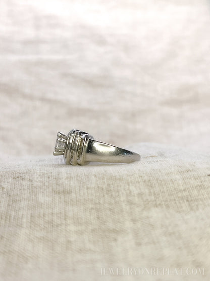 Vintage 1980s Marquise Diamond Engagement Ring, 14k White Gold