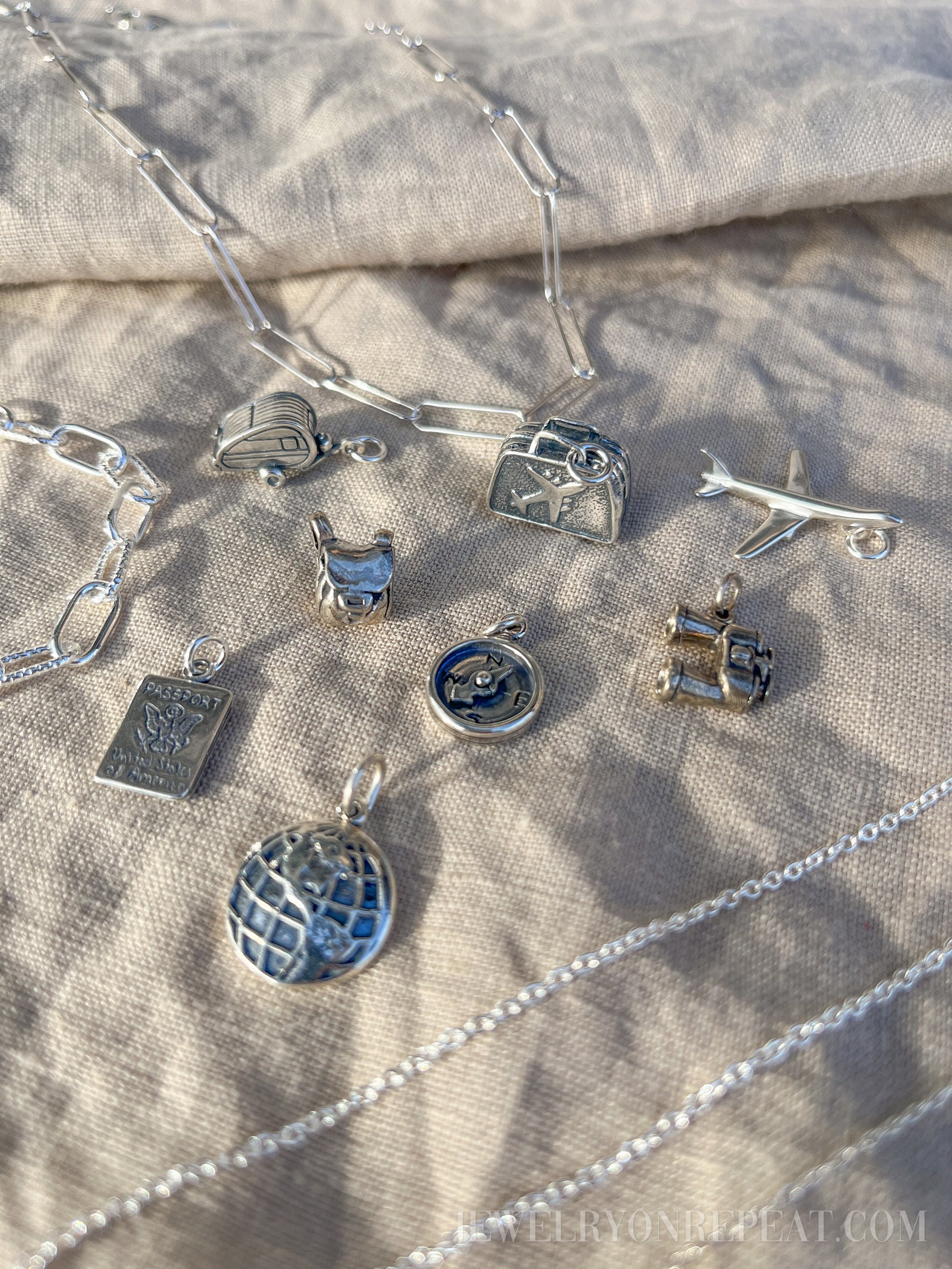 Sterling Silver Suitcase Charm Pendant, Travel Themed Minimalist Jewelry, Gift for Her