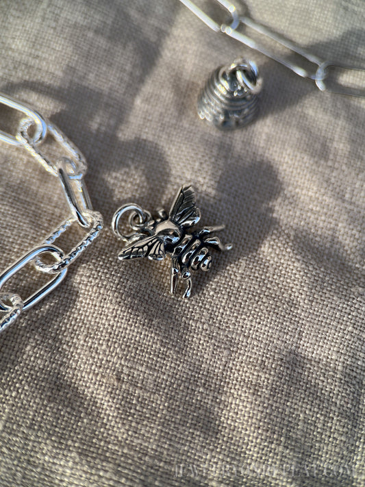 Sterling Silver Honeybee Charm Pendant, Beekeeping Themed Minimalist Jewelry, Gift for Her