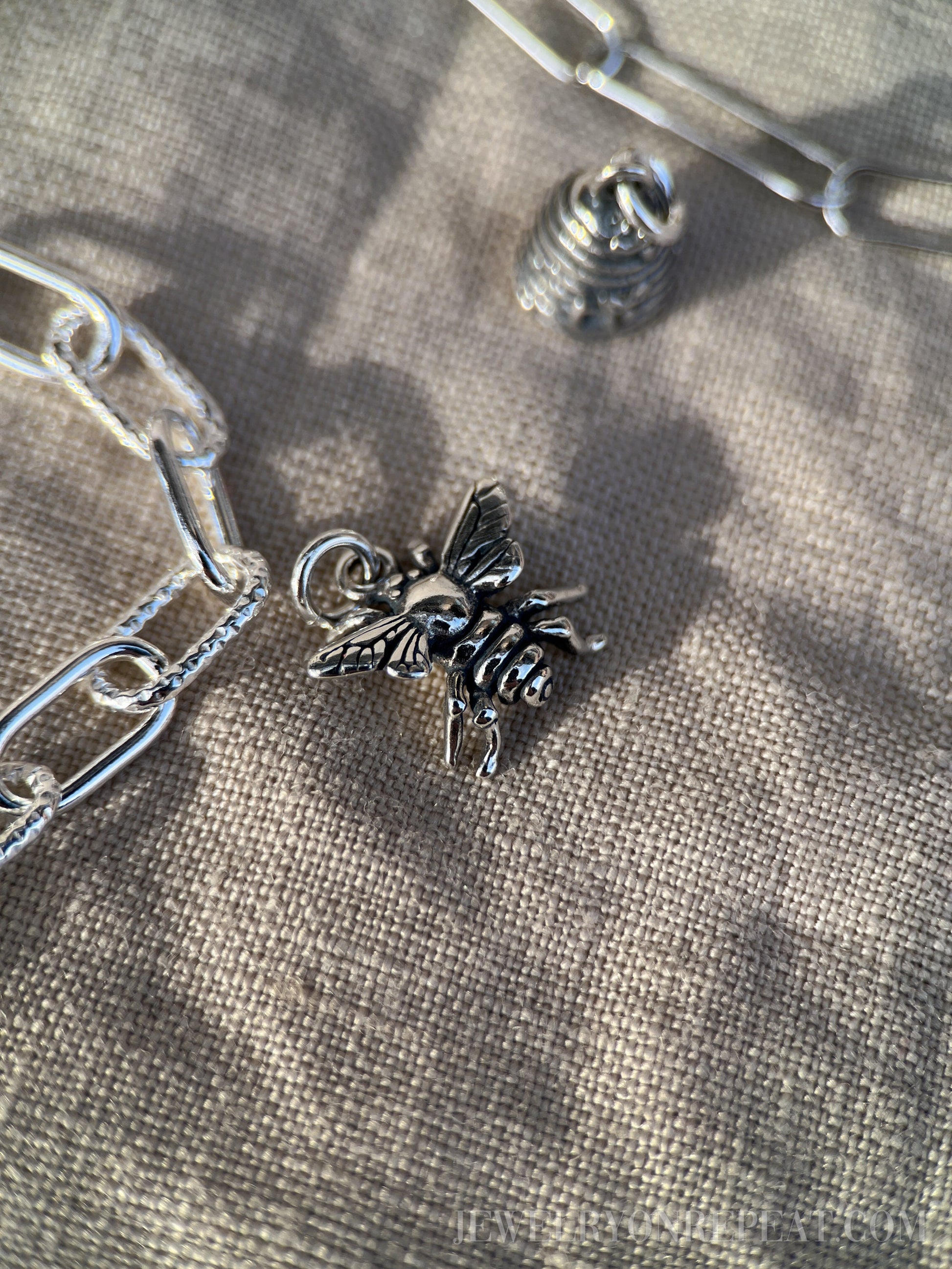 Sterling Silver Honeybee Charm Pendant, Beekeeping Themed Minimalist Jewelry, Gift for Her