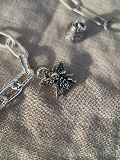 Sterling Silver Honeybee Charm Pendant, Beekeeping Themed Minimalist Jewelry, Gift for Her