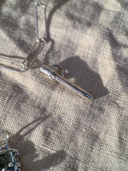 Sterling Silver Pencil Charm Pendant, Artist Themed Minimalist Jewelry, Gift for Her