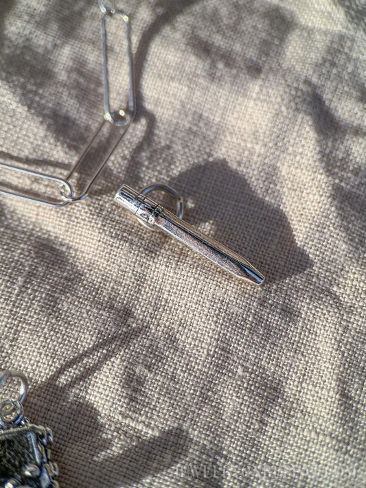 Sterling Silver Pencil Charm Pendant, Artist Themed Minimalist Jewelry, Gift for Her