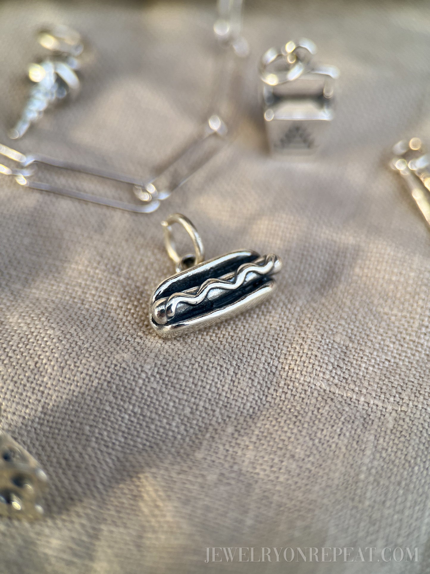 Favorite Food Charm Pendant in Solid Sterling Silver