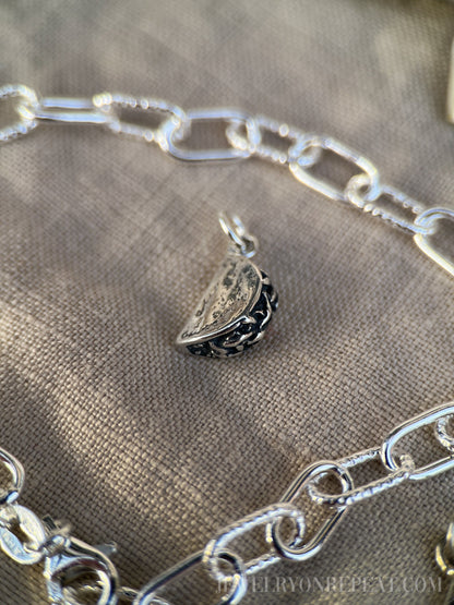 Sterling Silver Taco Charm Pendant, Food Themed Minimalist Jewelry, Gift for Her