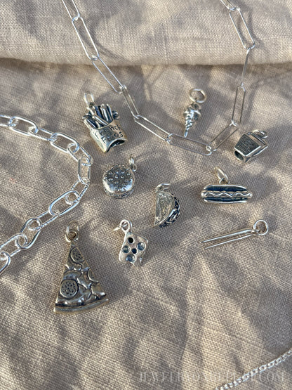 Sterling Silver Chopsticks Charm Pendant, Food Themed Minimalist Jewelry, Gift for Her