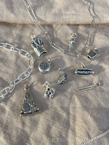 Sterling Silver Chopsticks Charm Pendant, Food Themed Minimalist Jewelry, Gift for Her