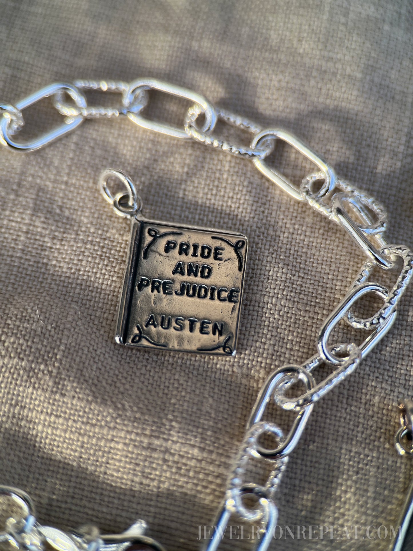 Vintage Book Charm Pendant in Solid Sterling Silver