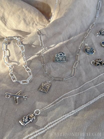 Chain Necklace in Sterling Silver, Paperclip Link, Layering Chain, Charm Accessory