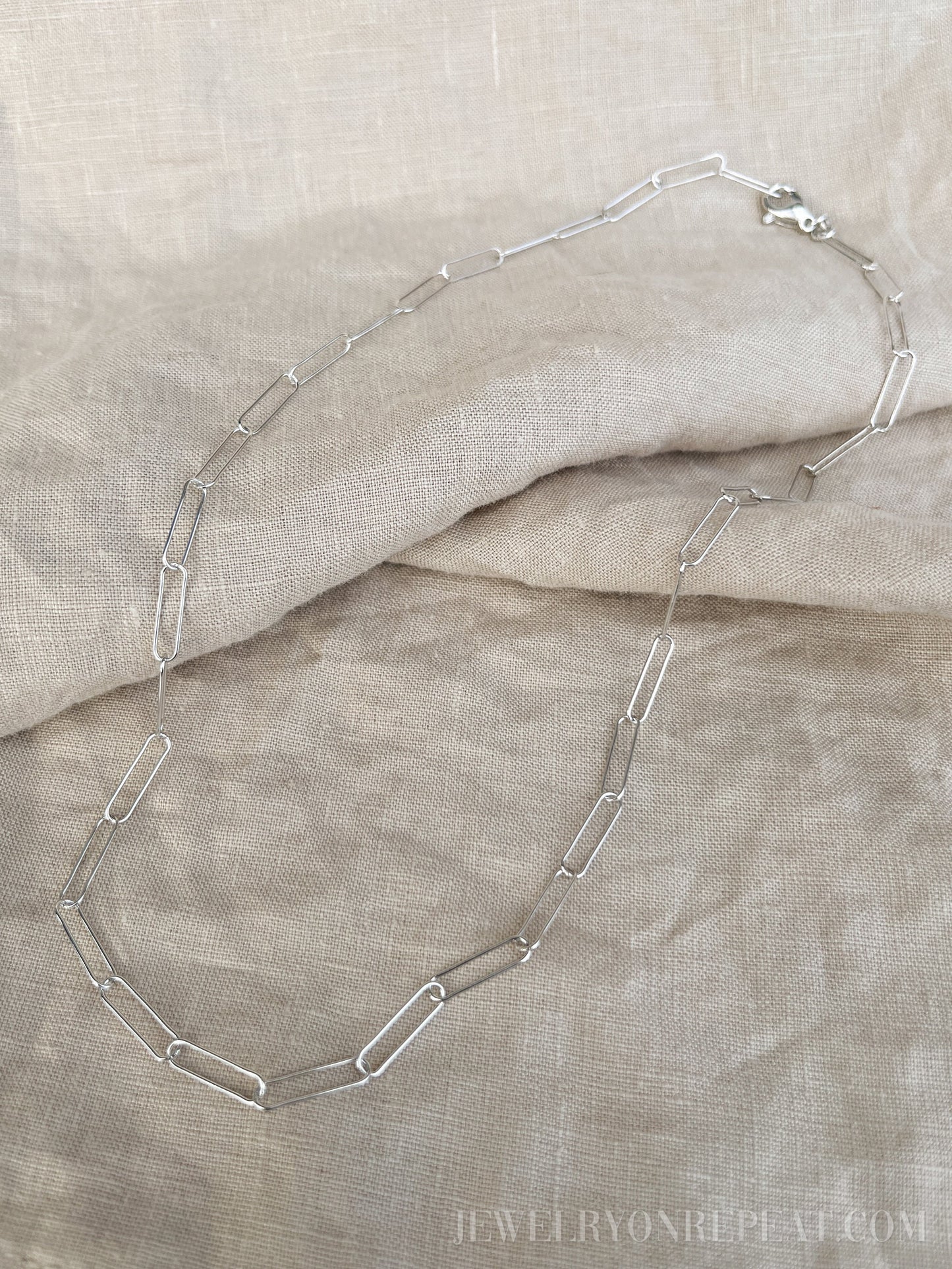 Chain Necklace in Sterling Silver, Paperclip Link, Layering Chain, Charm Accessory